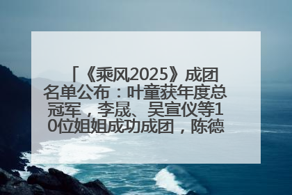 《乘风2025》成团名单公布：叶童获年度总冠军，李晟、吴宣仪等10位姐姐成功成团，陈德容获年度高光人物