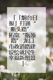 「烟台日报」打通“断头路” 拓宽“瓶颈路” 龙口市政道路建设绘就民生幸福新图景