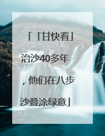 「甘快看」治沙40多年，他们在八步沙叠涂绿意