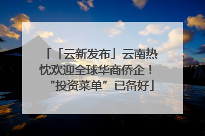 「云新发布」云南热忱欢迎全球华商侨企！“投资菜单”已备好