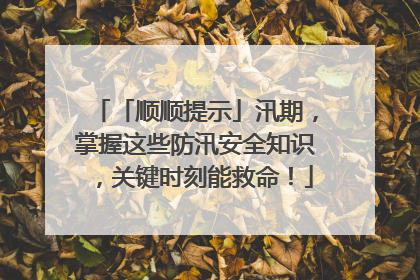 「顺顺提示」汛期，掌握这些防汛安全知识，关键时刻能救命！
