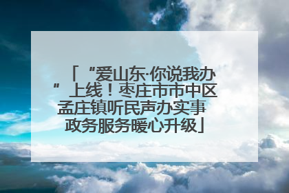 “爱山东·你说我办”上线！枣庄市市中区孟庄镇听民声办实事 政务服务暖心升级