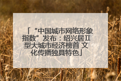 “中国城市网络形象指数”发布：绍兴居Ⅱ型大城市经济榜首 文化传播独具特色