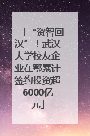 “资智回汉”！武汉大学校友企业在鄂累计签约投资超6000亿元