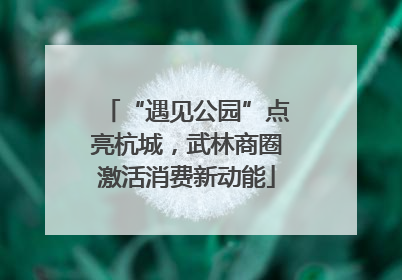 “遇见公园”点亮杭城，武林商圈激活消费新动能