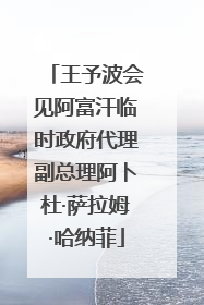 王予波会见阿富汗临时政府代理副总理阿卜杜·萨拉姆·哈纳菲