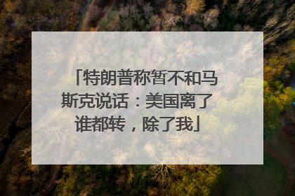 特朗普称暂不和马斯克说话：美国离了谁都转，除了我