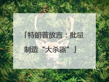 特朗普放言：批量制造“大杀器”
