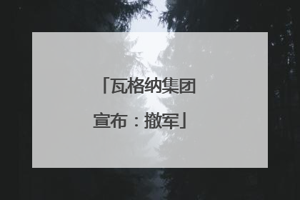 瓦格纳集团宣布：撤军