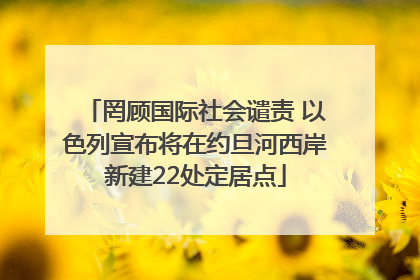 罔顾国际社会谴责 以色列宣布将在约旦河西岸新建22处定居点