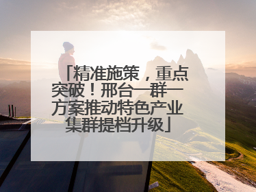 精准施策，重点突破！邢台一群一方案推动特色产业集群提档升级