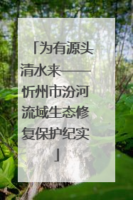 为有源头清水来——忻州市汾河流域生态修复保护纪实