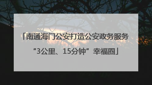 南通海门公安打造公安政务服务“3公里、15分钟”幸福圈