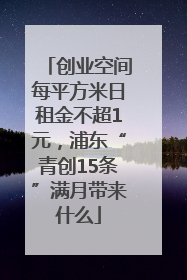 创业空间每平方米日租金不超1元，浦东“青创15条”满月带来什么