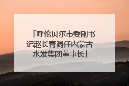 呼伦贝尔市委副书记赵长青调任内蒙古水发集团董事长