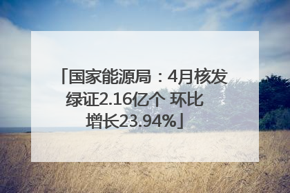 国家能源局：4月核发绿证2.16亿个 环比增长23.94%