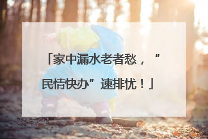 家中漏水老者愁，“民情快办”速排忧！
