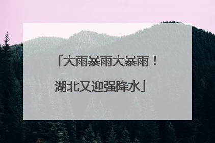 大雨暴雨大暴雨！湖北又迎强降水