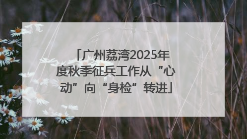 广州荔湾2025年度秋季征兵工作从“心动”向“身检”转进