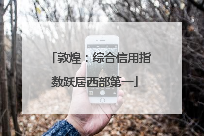 敦煌：综合信用指数跃居西部第一