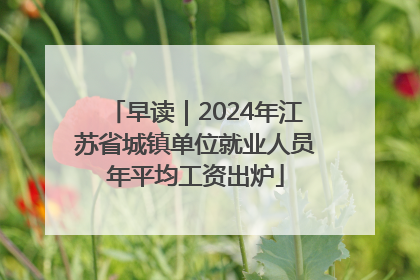 早读｜2024年江苏省城镇单位就业人员年平均工资出炉