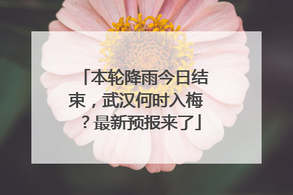 本轮降雨今日结束，武汉何时入梅？最新预报来了