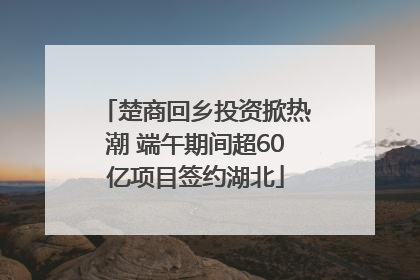 楚商回乡投资掀热潮 端午期间超60亿项目签约湖北