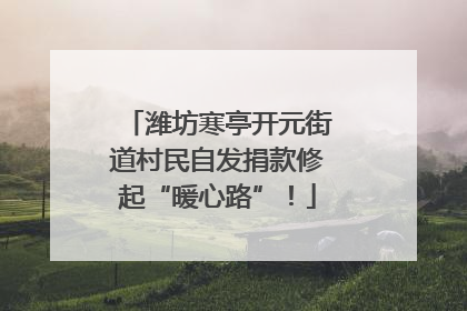 潍坊寒亭开元街道村民自发捐款修起“暖心路”！