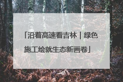沿着高速看吉林｜绿色施工绘就生态新画卷