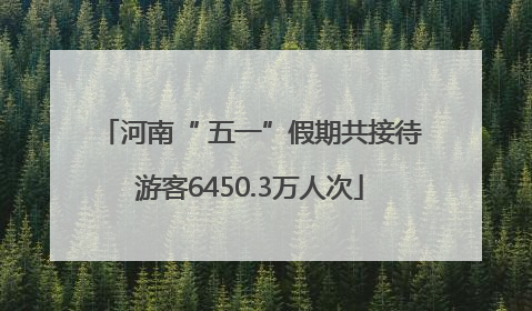河南“ 五一”假期共接待游客6450.3万人次