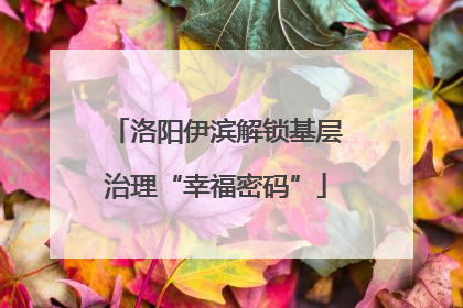 洛阳伊滨解锁基层治理“幸福密码”