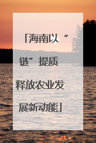 海南以“链”提质 释放农业发展新动能