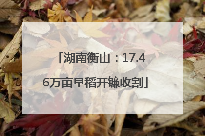 湖南衡山：17.46万亩早稻开镰收割