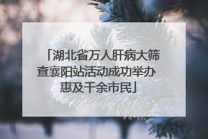 湖北省万人肝病大筛查襄阳站活动成功举办 惠及千余市民