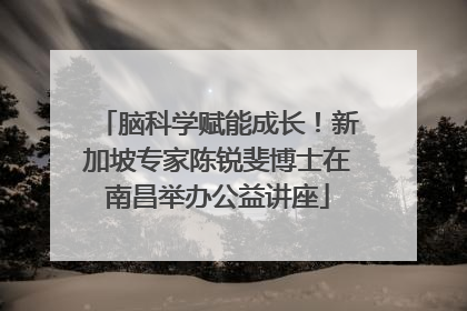 脑科学赋能成长！新加坡专家陈锐斐博士在南昌举办公益讲座