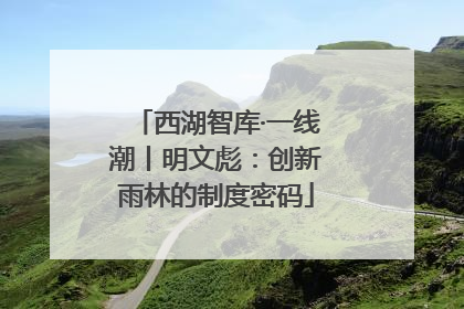 西湖智库·一线潮丨明文彪：创新雨林的制度密码