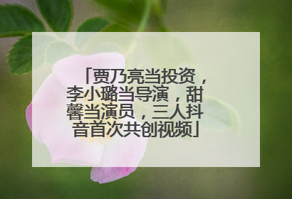 贾乃亮当投资，李小璐当导演，甜馨当演员，三人抖音首次共创视频