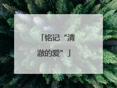 铭记“清澈的爱”