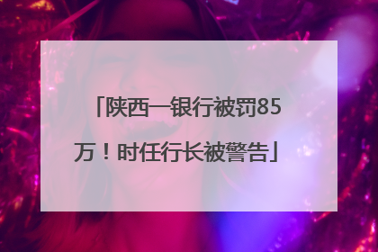 陕西一银行被罚85万！时任行长被警告