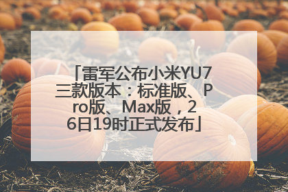 雷军公布小米YU7三款版本：标准版、Pro版、Max版，26日19时正式发布
