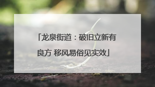 龙泉街道：破旧立新有良方 移风易俗见实效
