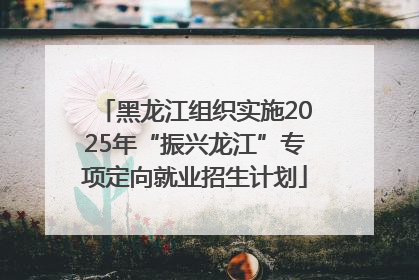 黑龙江组织实施2025年“振兴龙江”专项定向就业招生计划
